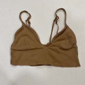 Aerie Real Good Ribbed Bralette Tan Brown Size M Medium Adjustable Straps